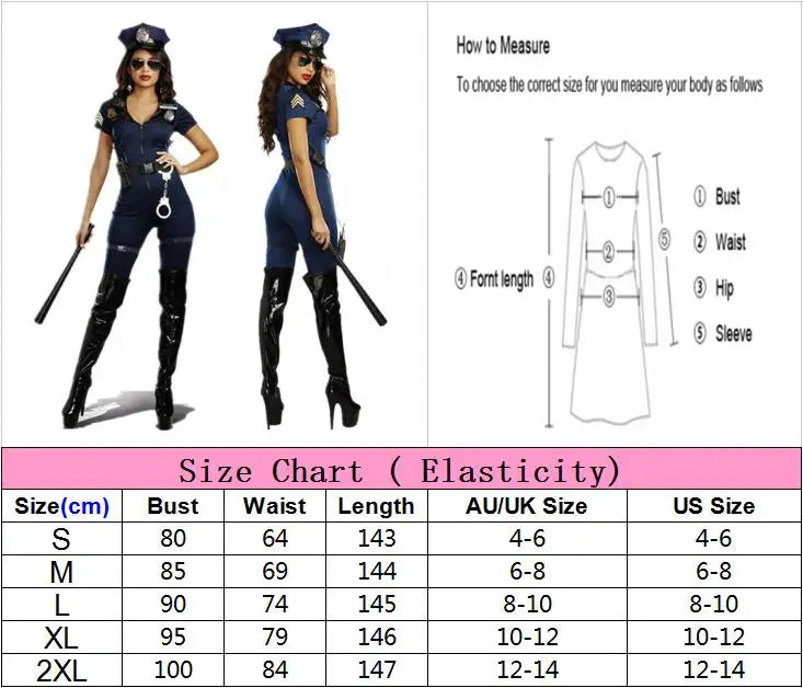 Sexy Female Cop Police Officer Costume Fancy Dress Policewoman Uniform Halloween Adult Women Police Cosplay Jumpsuit