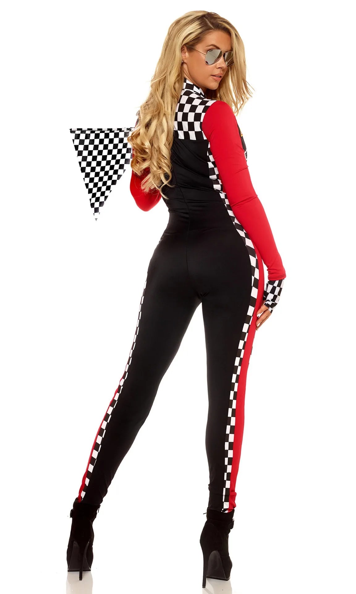 Women's F1 Racing Costumes Cosplay Racing Costumes Race Car Costumes Red Black Halloween Jumpsuit x1 Gloves x2